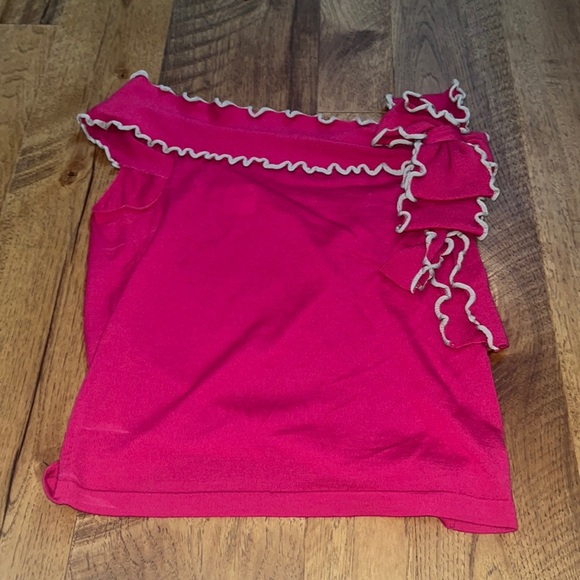 Red Valentino Woman’s Pink One Shoulder Top With Bow